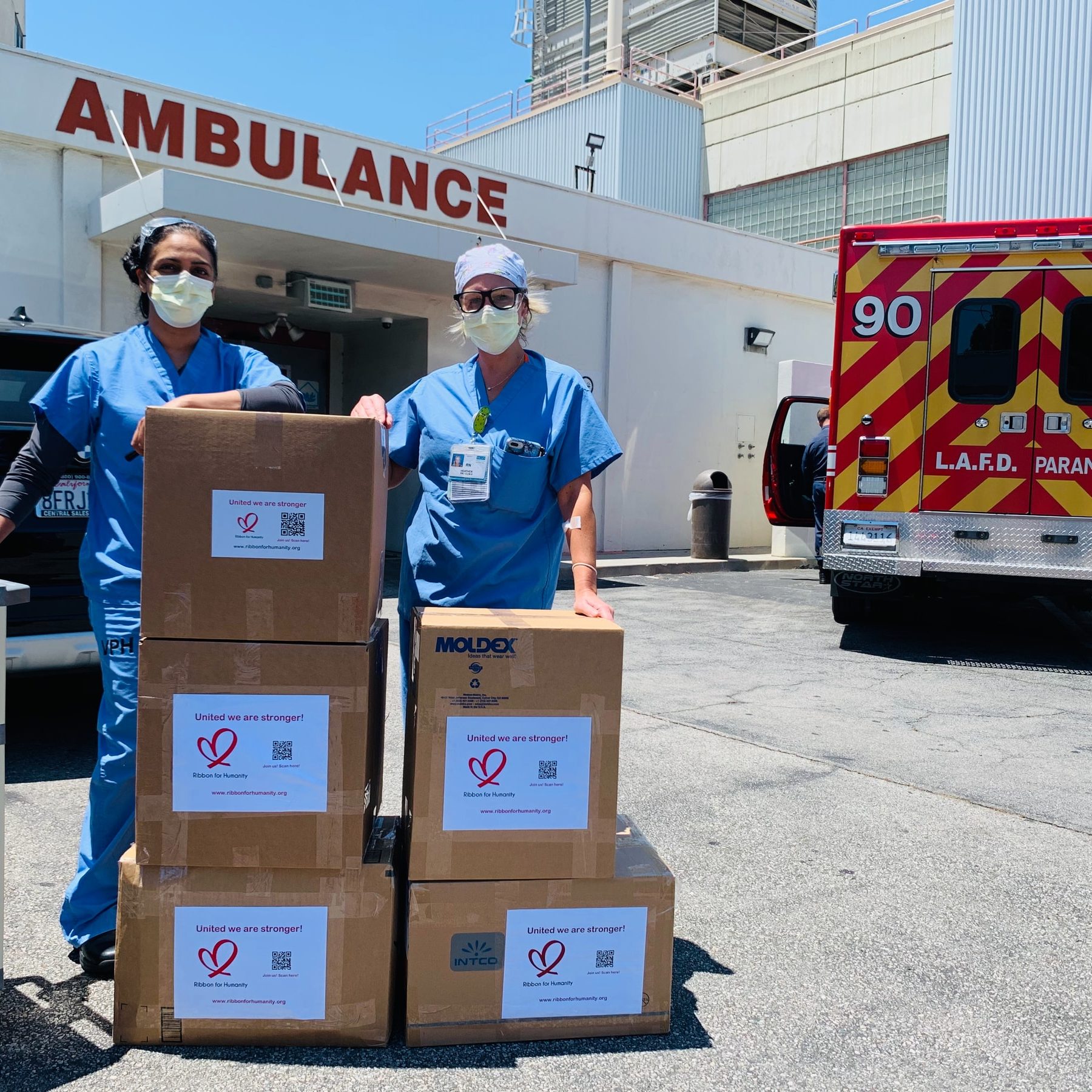 Workers Delivering medical supplies to a hospital 